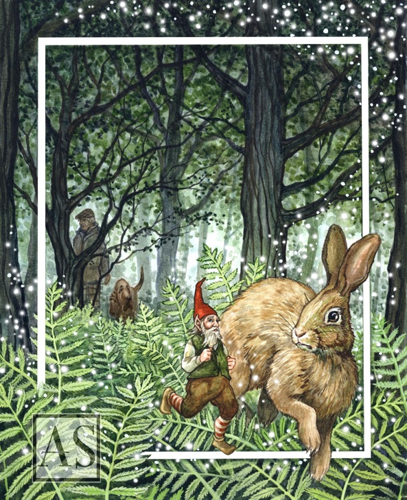 astrid sheckels book illustration rabbit and gnome