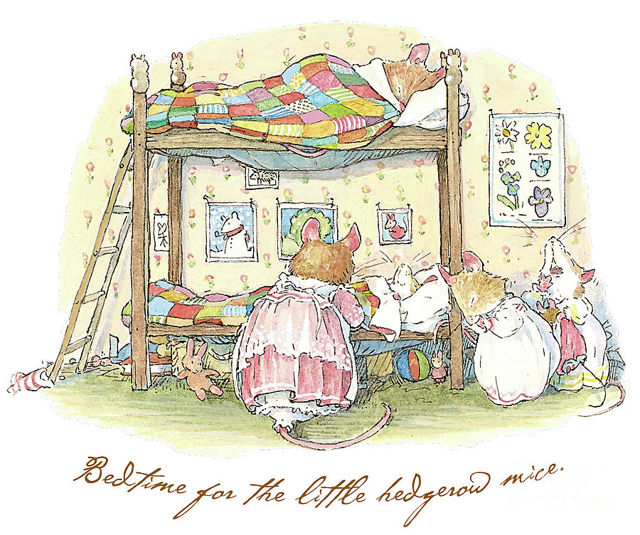 lady-woodmouse-gets-the-little-mice-into-bed-brambly-hedge bookmarin illustration