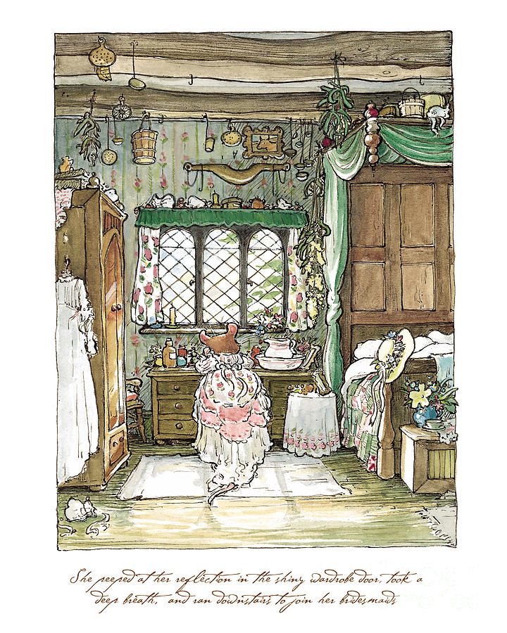 poppy-puts-on-her-wedding-dress-brambly-hedge bookmarin illustration
