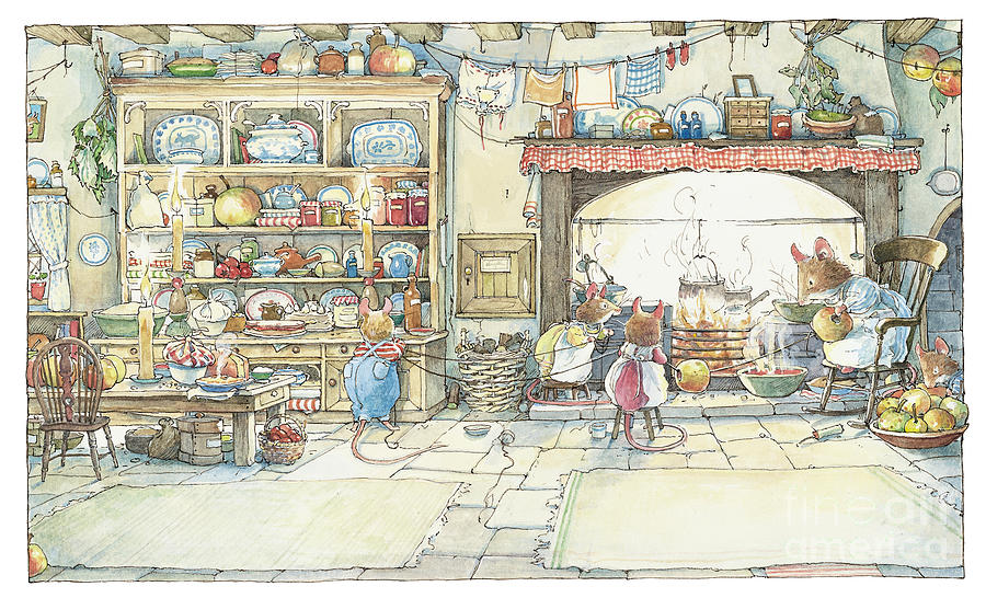 the-palace-kitchen-brambly-hedge bookmarin illustration
